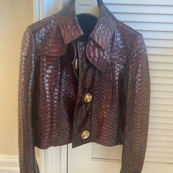 Burberry Prorsum Oxblood Python Print Leather Jacket - Picture 5 of 11